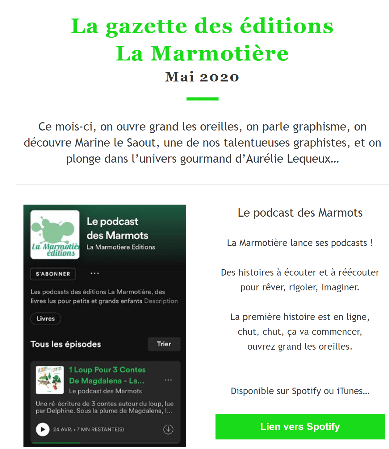 Newsletter mai La Marmotiere