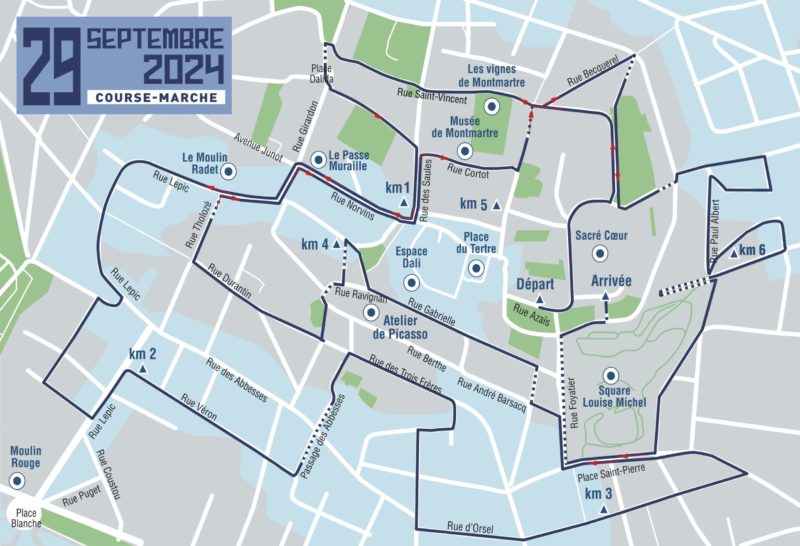 urban trail de la butte montmartre Parcours-2024 course